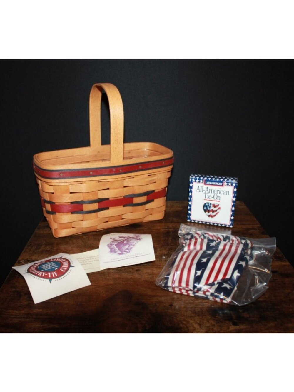 1994 Longaberger All American Candle Basket Protector Liner & Tie-On NEW